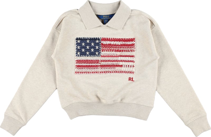 Polo Fleece Crop Flag Beige