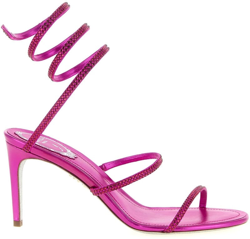 RENE CAOVILLA Fuchsia Viscose Stiletto Heel Sandals