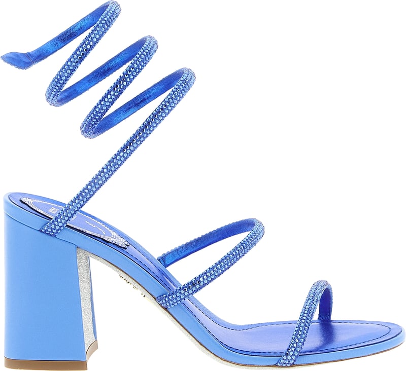 RENE CAOVILLA Blue Viscose Stiletto Heel Sandals