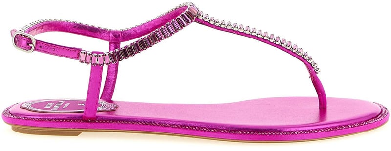RENE CAOVILLA Fuchsia Viscose Flat Sandals