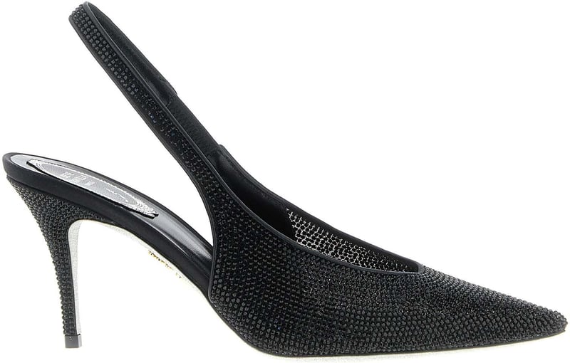 RENE CAOVILLA Black Glass High Heel Pumps