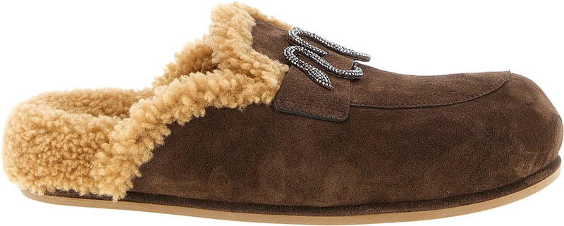 RENE CAOVILLA Brown Calfskin Slides