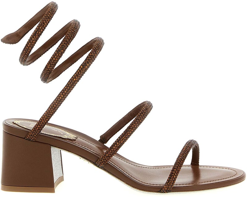 RENE CAOVILLA Brown Viscose Strap-On Sandals