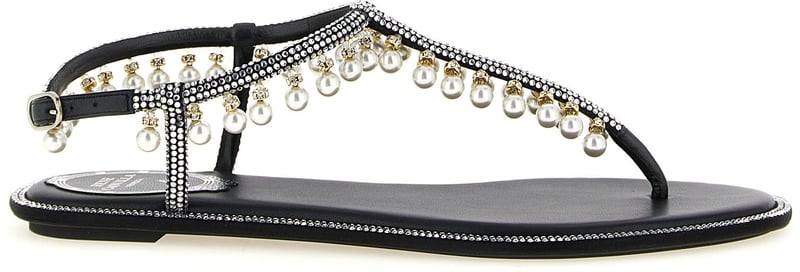 RENE CAOVILLA Bicolor Viscose Flat Sandals