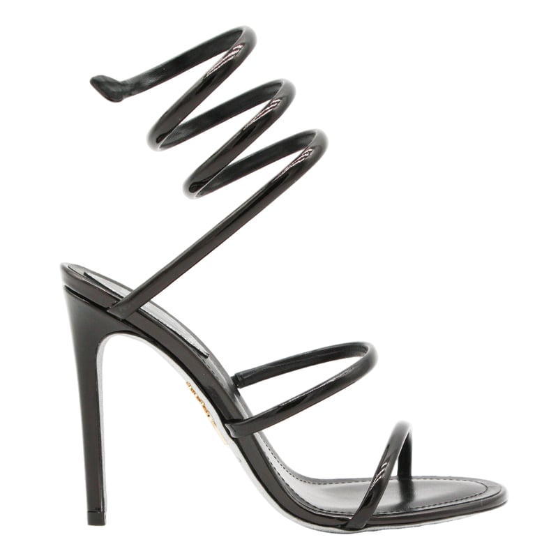 High-Heeled Sandals with Spiral Ankle Strap