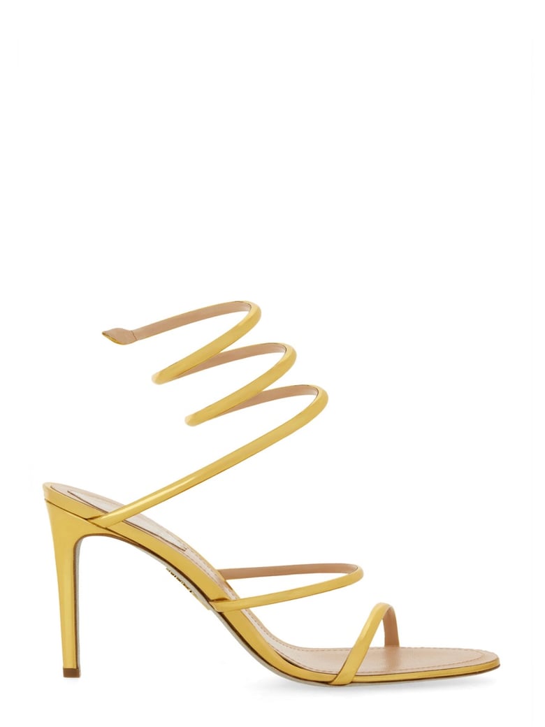 Gold Leather Stiletto Sandals