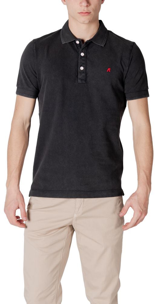 Replay Black Cotton Polo Shirt