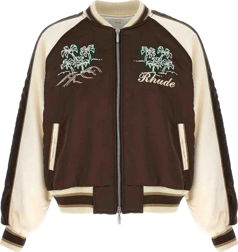 Rhude Souvenir Varsity bomberjack (bruin/wit)