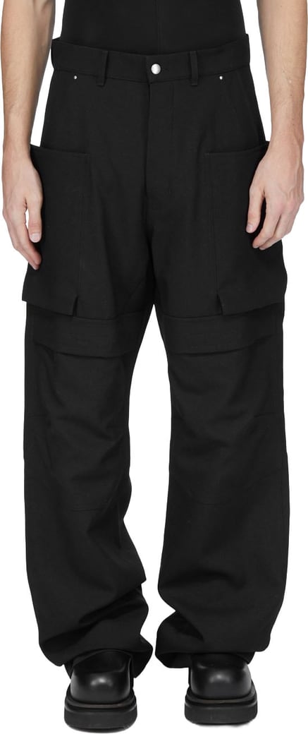 Pantalon large cargo laine grain de poudre noir Stefan Cargo Rick Owens homme RU02F 4346 WGP 09