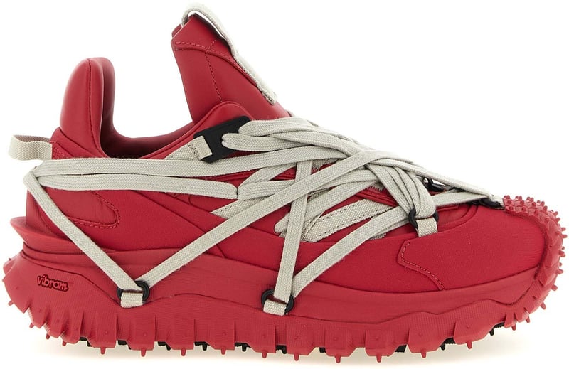 Rick Owens Red Cowhide Athletic Sneakers