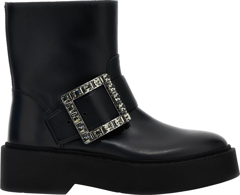 Roger Vivier Black Calfskin Ankle Boots