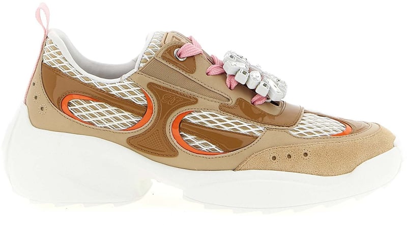 Roger Vivier Beige Calfskin Athletic Sneakers