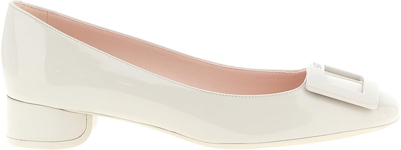 Roger Vivier Gray Calfskin Mid Heel Pumps