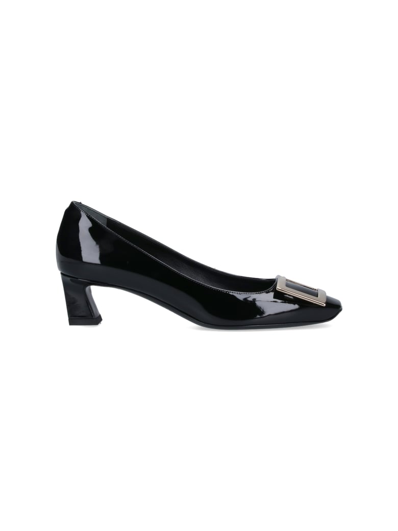 Black Belle Vivier Calf Leather Pumps