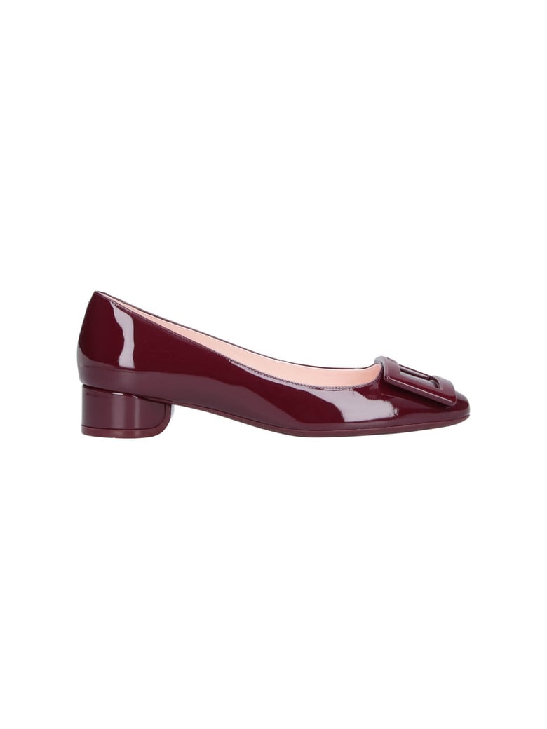 Glossy Patent Calfskin Ballerina Flats with Rectangular Buckle