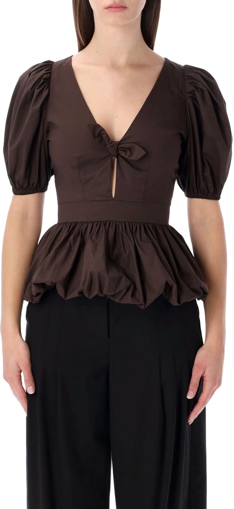 Flower Intarsia Top Mole Brown