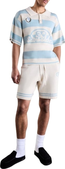 SAINT BLANC KNITTED CREST POLO SHORT BLUE/OFF WHITE