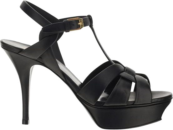 Saint Laurent Black Calf Leather Bos Taurus Platform Sandals
