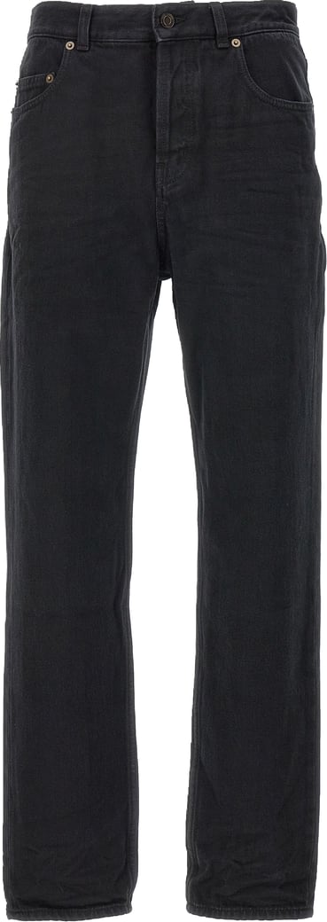 Saint Laurent Black Cotton Straight-Leg Jeans