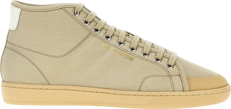 Saint Laurent Beige Cotton High Top Sneakers