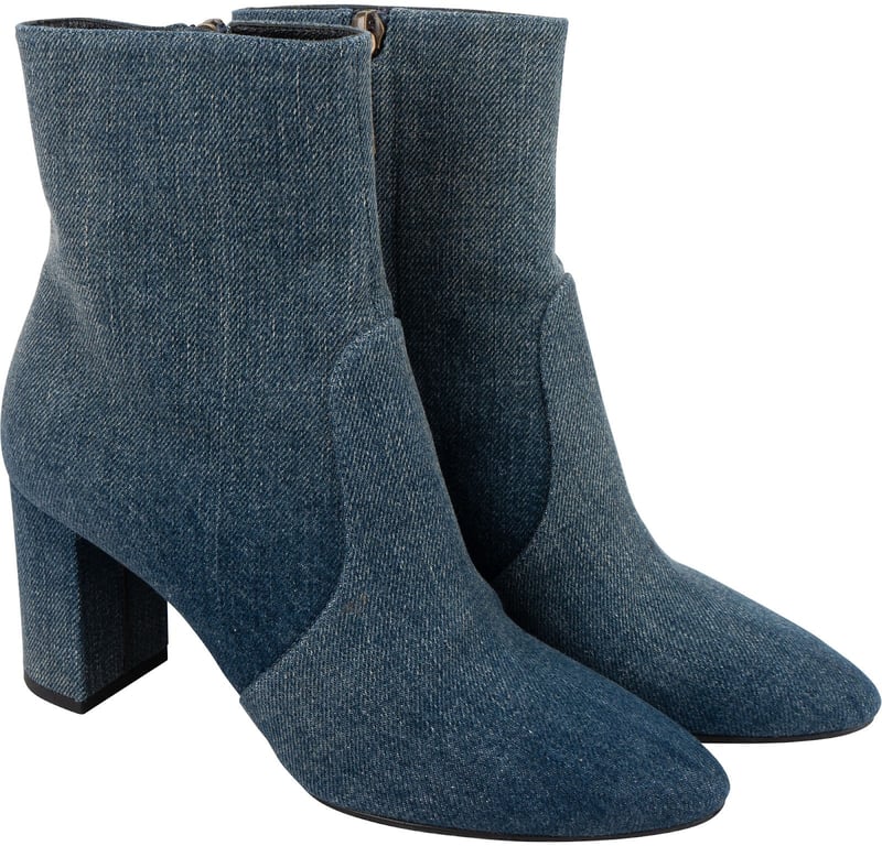 Saint Laurent Blue Denim Ankle Boots (37)
