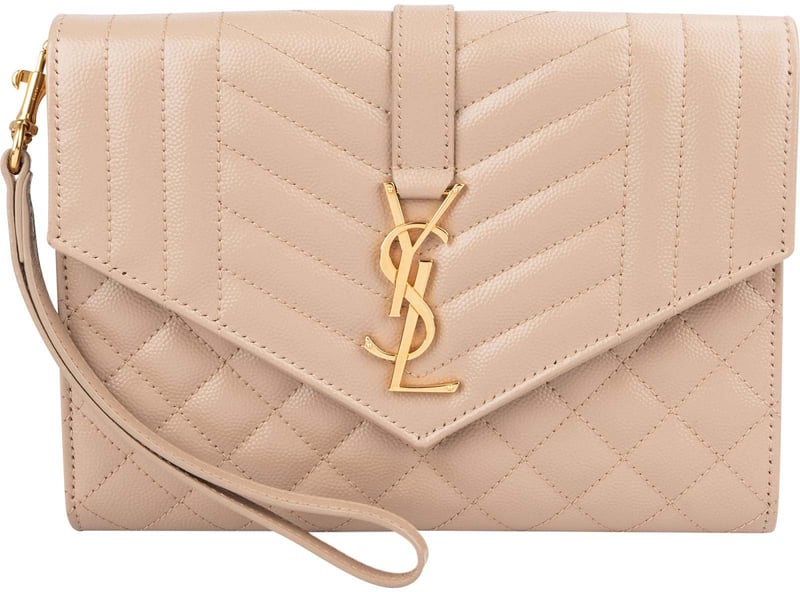 Saint Laurent Chevron Grain de Poudre Matelassé Pouch Bag