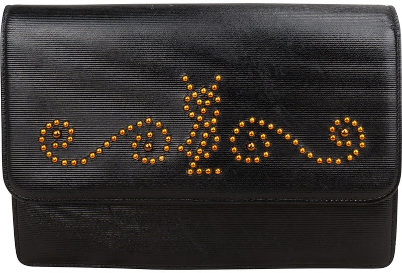 Yves Saint Laurent Vintage Studded Emblem Clutch Bag