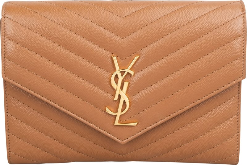 Saint Laurent Grain de Poudre Leather Clutch
