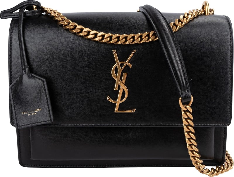 Saint Laurent Black Leather Sunset Medium Crossbody Bag