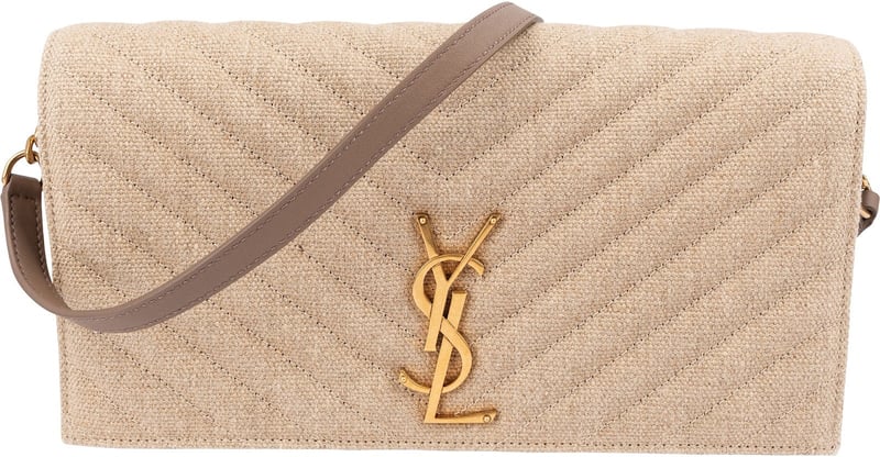 Saint Laurent Chevron Raffia Matelassé Envelope Crossbody Bag