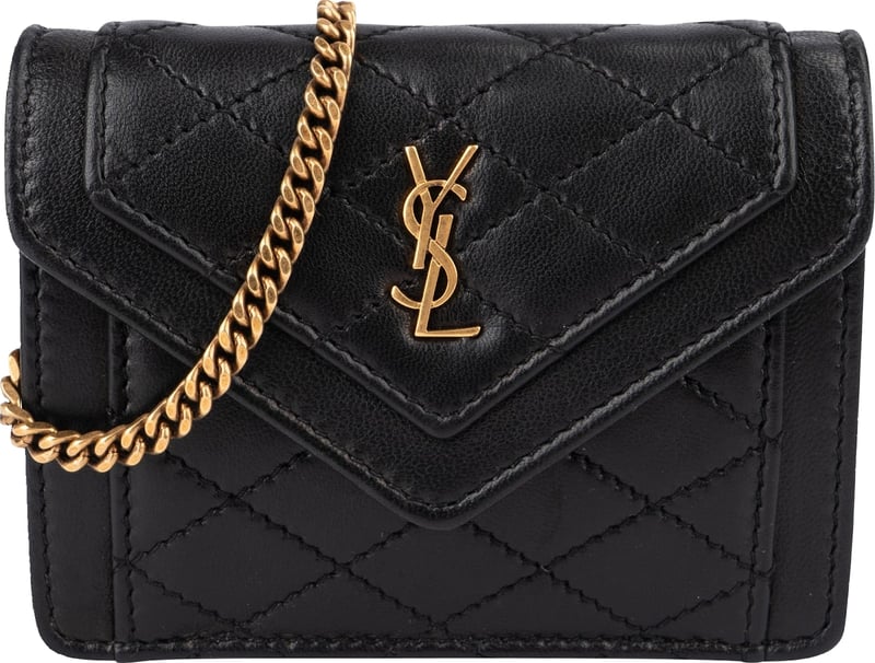 Yves Saint Laurent Quilted Lambskin Cassandre Envelope Micro Crossbody Bag