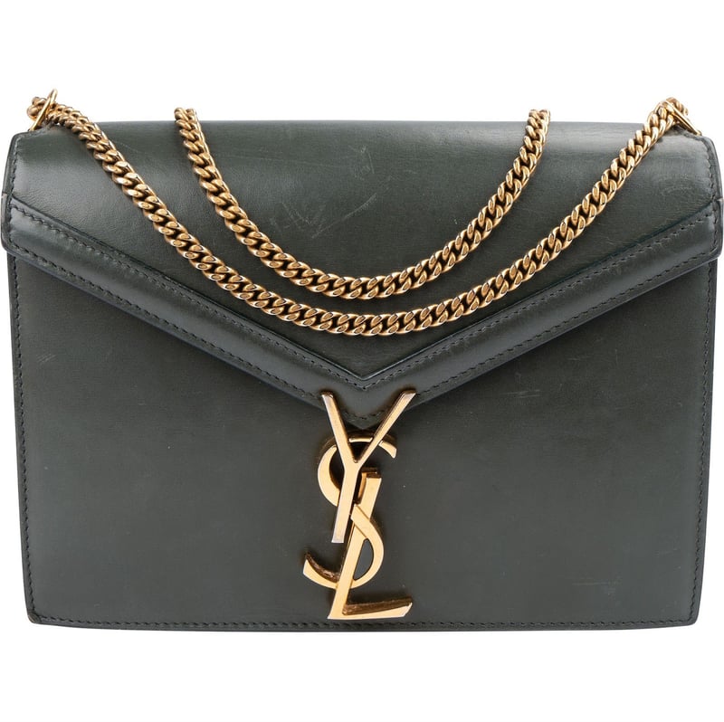 Saint Laurent Green Leather Envelope Medium Crossbody Bag