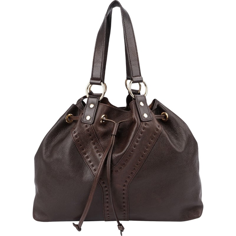 Yves Saint Laurent Leather Y-Mail Drawstring Tote Shoulder Bag