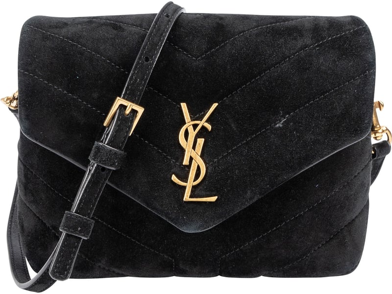 Yves Saint Laurent Quilted Suede Mini Loulou Puffer Crossbody Bag
