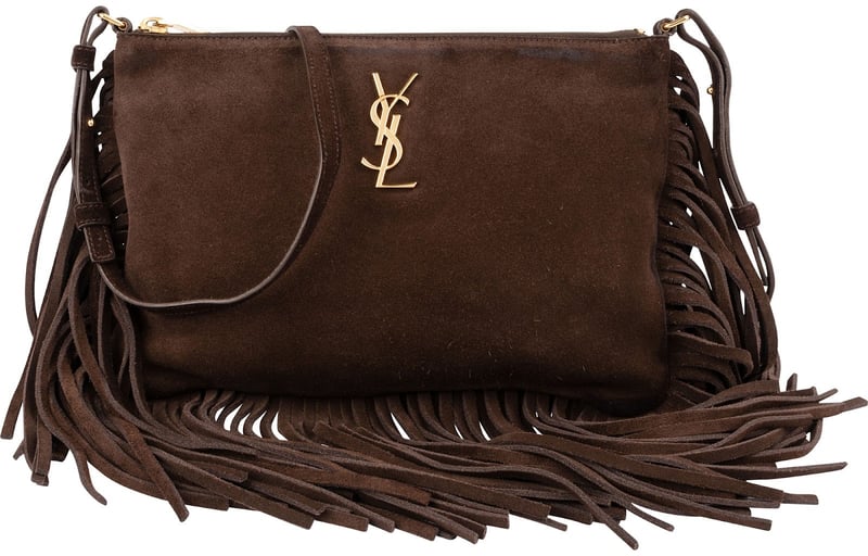 Yves Saint Laurent Brown Suede Fringe Crossbody Bag