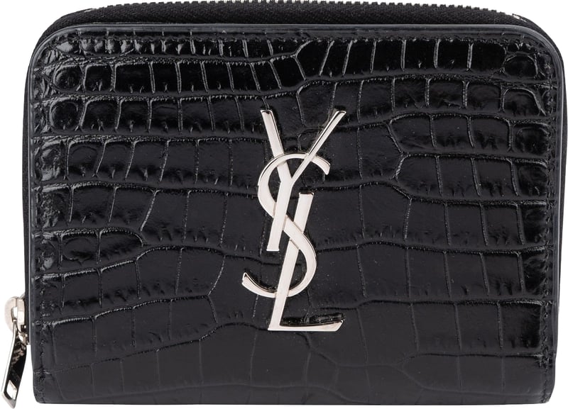 Saint Laurent Croc-Embossed Leather Compact Wallet