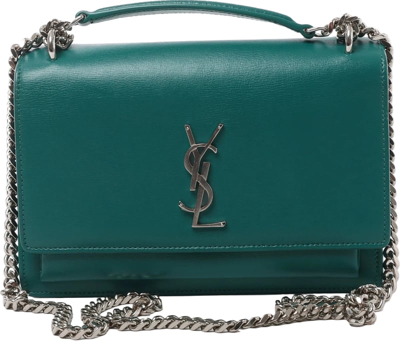 Saint Laurent Paris Sunset Leather Chain Crossbody Bag in Green 442906