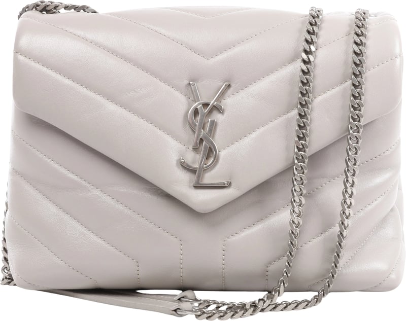 Saint Laurent Paris Loulou Leather Chain Shoulder Bag in Gray 494699