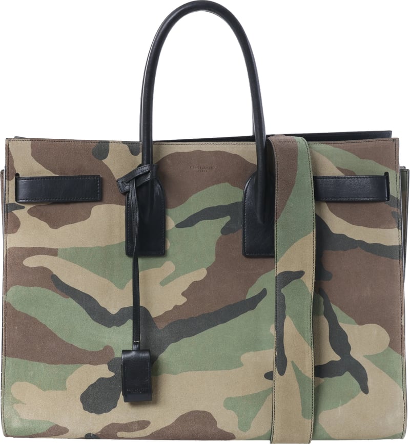 Saint Laurent Paris Sac de Jour Suede & Leather 2Way Handbag in Green 441571