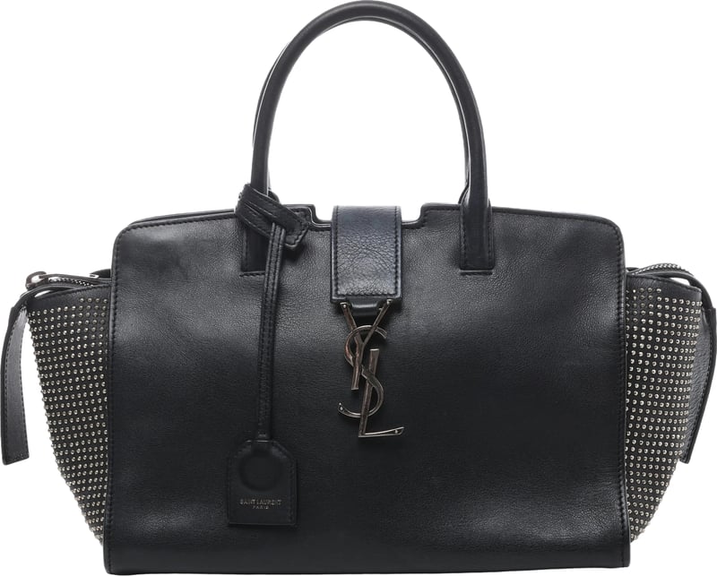 Saint Laurent Paris Downtown Cabas Leather x Studs Handbag in Black 481909