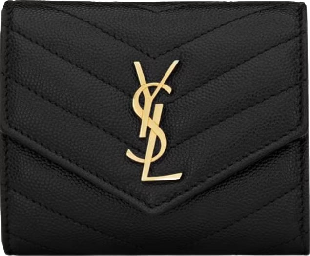 Saint Laurent Cassandre Matelasse Multi-Folded Wallet In Grain De Poudre Leather