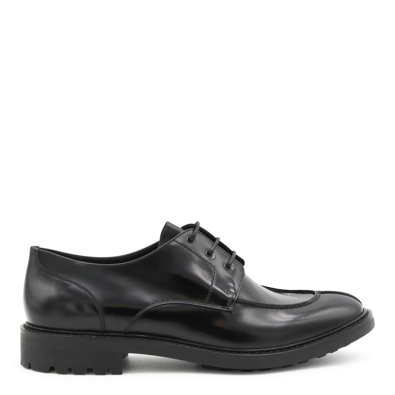 Black Leather Lace Up Loafers