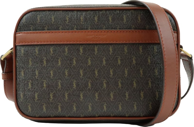 Saint Laurent Le Monogramme Camera Monogram All Over Coated Canvas and Leather Small