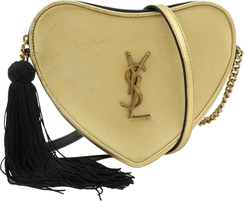Saint Laurent Love Heart Tassel Chain Leather Small