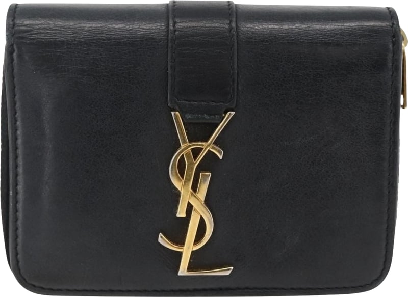 Saint Laurent Classic Monogram YSL Line Zip Around Leather