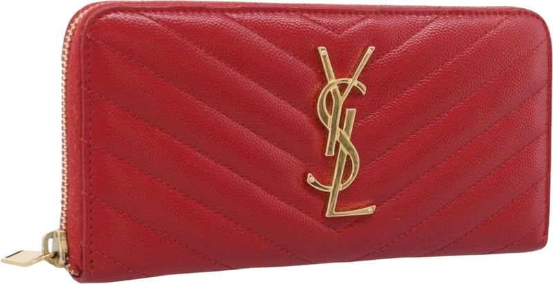 Saint Laurent Loulou Zip Around Matelasse Chevron Leather Long