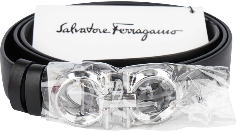 Salvatore Ferragamo Nero Leather Gancini Belt (110)