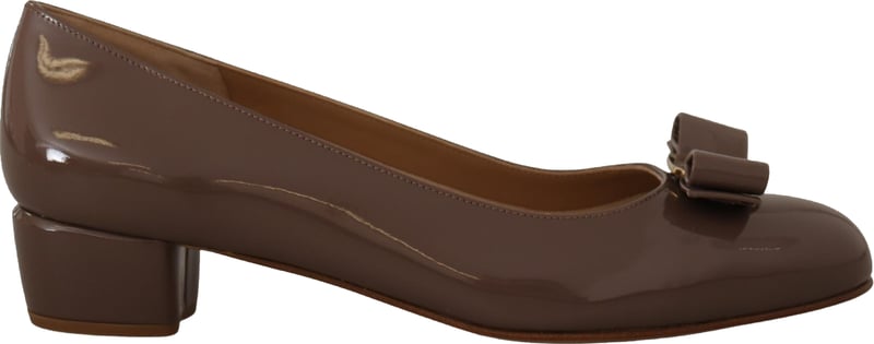 Salvatore Ferragamo Brown Naplak Calf Leather Pumps Shoes