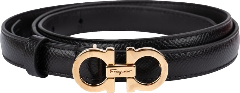 Salvatore Ferragamo Black Leather Gancini Belt (80)