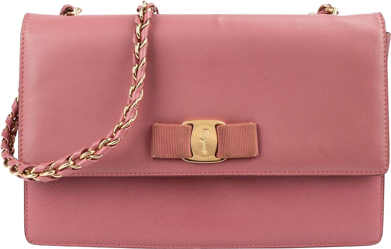 Salvatore Ferragamo Saffiano Leather Vara Bow Flap Crossbody Bag